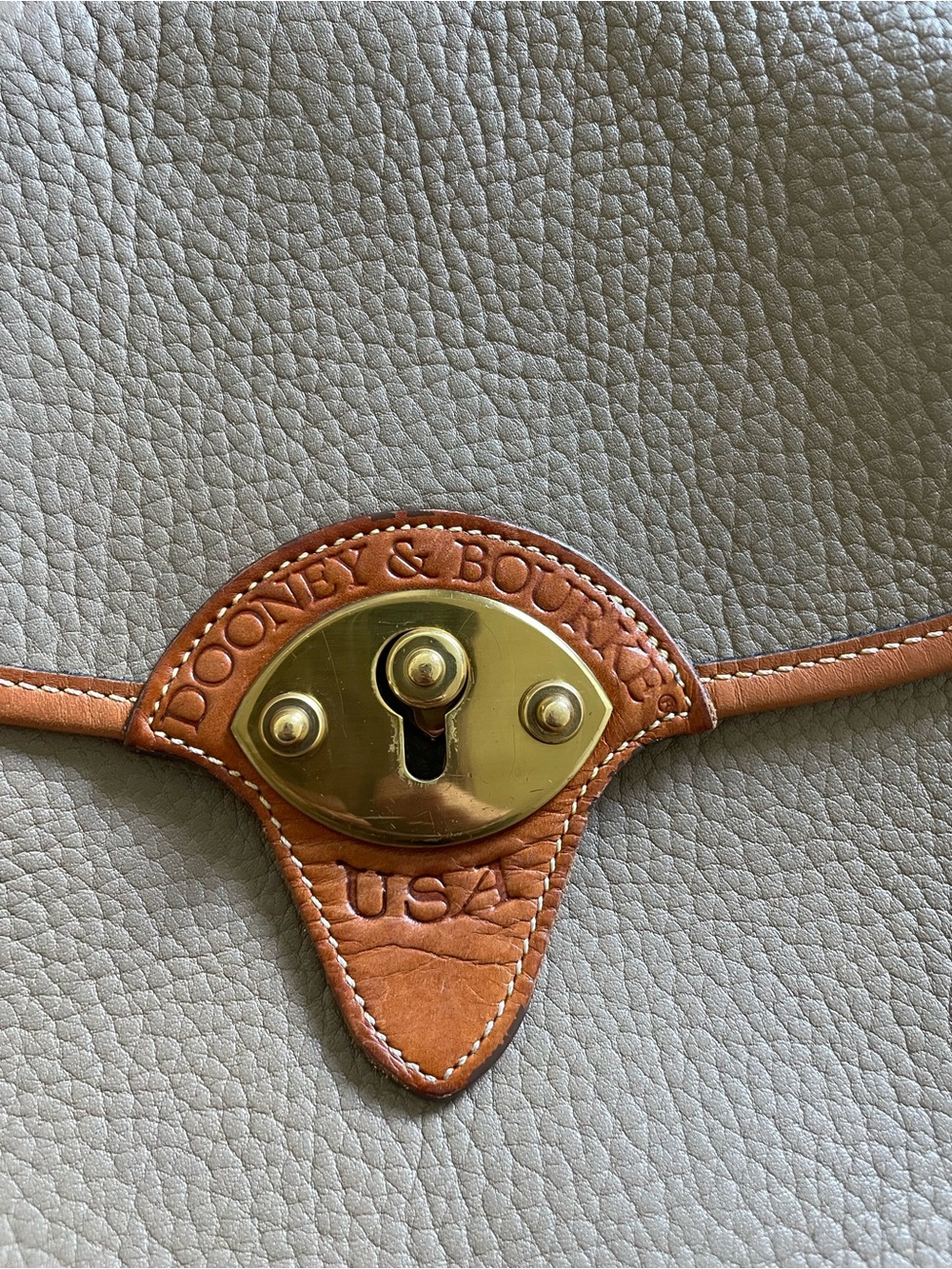 Dooney & Bourke Beige Pebbled Leather Crossbody with Tan Trim - Picture 5 of 16